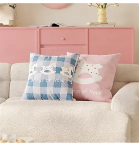 Cream style sofa throw pillow cute rocking horse printed cushion for home living room decor