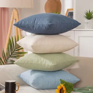 Fodera per Cuscino Decorativa Nordica in Lino per Divano e Camera da Letto Tinta Unita