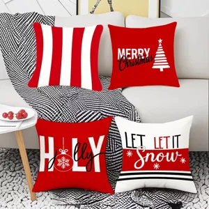 Christmas throw pillow covers set red white striped decorative cushion for home sofa bed decor