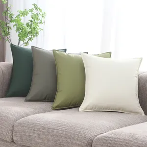 Waterproof PU leather throw pillow covers, modern minimalist square cushion for home sofa decor.