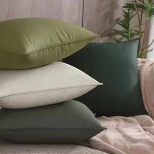 Luxury waterproof PU leather throw pillow cover decorative cushion for modern sofa home decor