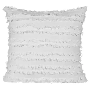 Bohemian white throw pillow cover with cotton fringe, perfect for living room sofa and bed.