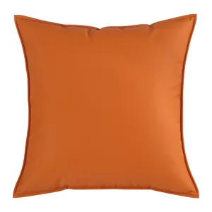 Orange faux leather square throw pillow cover for modern luxury living room sofa decoration