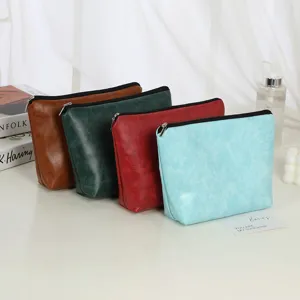 PU leather cosmetic bag set with zipper, multi-color waterproof makeup pouch for daily use.