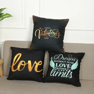 Valentine's Day black throw pillow cover set modern sofa cushion decorative