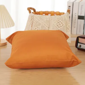 Solid color short plush throw pillow cover orange soft cushion for sofa bed home decor 1pc
