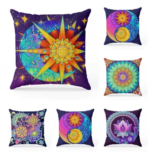 American Bohemian Mandala Geometric Print Pillow Cover Decorative Square Cushion For Living Room Sofa Bedside
