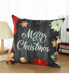 Christmas decorative throw pillow cover, festive holiday sofa cushion case with vintage print.