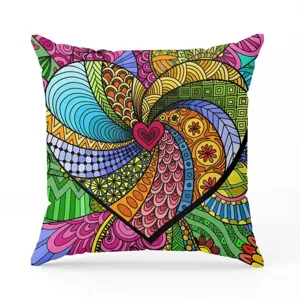 Boho mandala throw pillow cover, vibrant colorful geometric pattern cushion cover for home sofa.