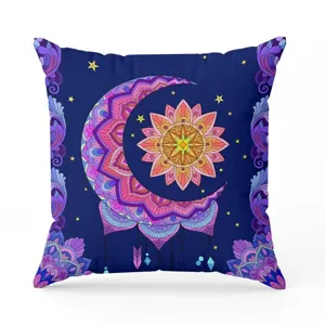 Bohemian mandala moon throw pillow cover soft fabric sofa bed bedroom home decor detail