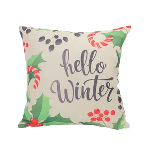 Christmas linen pillow cover winter holiday decorative cushion case home sofa decor.