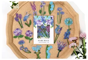 Beautiful floral PET stickers set, transparent decorative stickers for journaling and crafts.