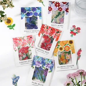 Floral PET sticker packs, botanical stationery scrapbooking decorative stickers 6 sets