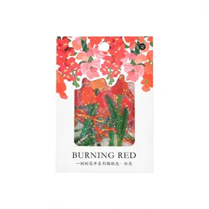 infeel.me sparkling PET sticker pack red floral botanical journaling scrapbooking art supplies