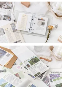 Carta materiale per diario vintage e taccuino ad anelli trasparente per scrapbooking fai da te.