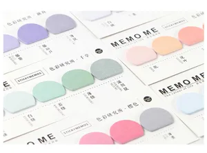 Close-up detail of infeel.me color research series semi-circular sticky notes memo pads.