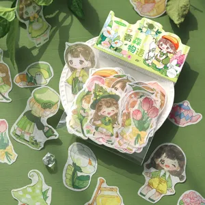 Süßes grünes Tagebuch Aufkleber Set, 30 Stück ästhetische DIY Deko Sticker für Journaling.