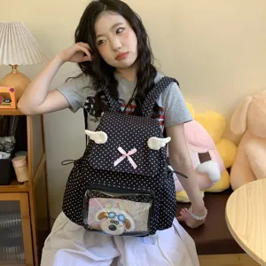 Nuovo zaino retrò a pois coreano grande capacità ali d'angelo carino ita bag