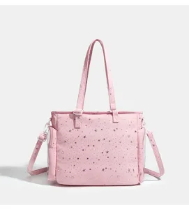 Pink star print ita bag transparent shoulder tote bag daily commuter cute crossbody bag