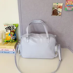 Japanese style student commuter shoulder bag, large capacity tote bag with multiple pockets.