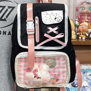 Zaino Ita stile giapponese carino per studenti, borsa casual nera molto elegante.