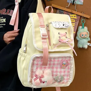Zaino ita in stile giapponese carino con finestra trasparente, borsa scolastica.