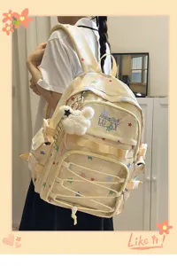 Joli sac à dos d'étudiant imprimé étoile style japonais grande capacité sac ita transparent