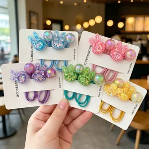 Cute Cartoon Rabbit Acrylic Hair Ties Elastic Hair Rubber Bands Double Head Hair Accessories