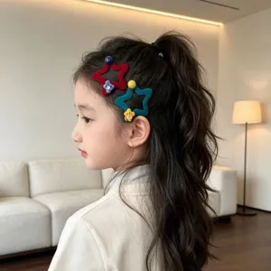 Jolies barrettes colorées en forme d'étoile pour enfants, pinces à cheveux automne hiver mignons