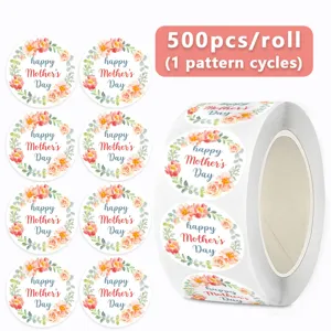 Mother's Day self-adhesive roll stickers 500pcs package decorative gift labels for holiday.