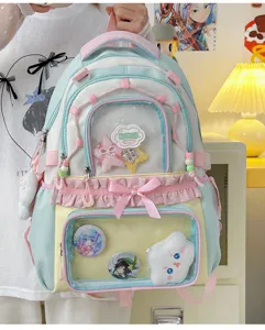 Sac à dos ita transparent mignon grande capacité cartable style pastel doux étudiant