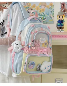 Mignon sac à dos itabag pastel grande capacité cartable d'école avec fenêtre transparente