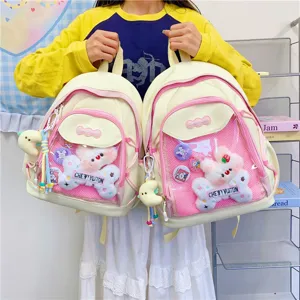 Japanese ins style cute ita backpack for women, clear window sweet shoulder bag for daily use.