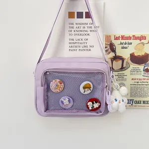 Japanese style ins pastel purple ita bag clear window crossbody shoulder bag for student cute