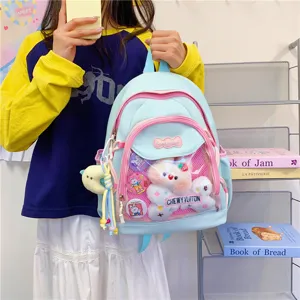 Kawaii ita backpack cute anime school bag clear window sweet style casual daypack for girls