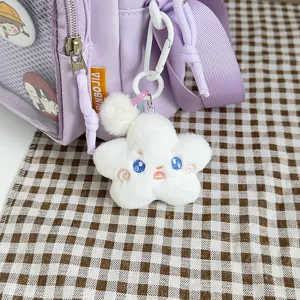 Cute plush star bag charm fluffy kawaii pendant for ita bag aesthetic backpack decoration.