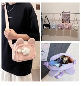 Japanischer Stil transparente Ita Tasche süße Ohren Umhängetasche mit Plüsch Wolke