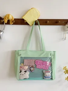 Cute Japanese ins transparent ita bag large capacity candy color messenger bag for anime fans.