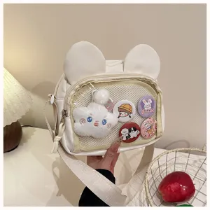 Japanischer Stil süße weiße Hasenohr Ita Tasche transparente Fenster Umhängetasche für Mädchen