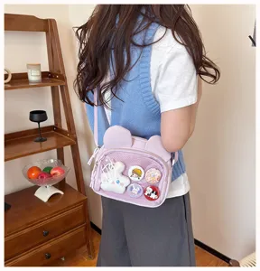 Japanischer Stil süße Hasenohren Ita-Bag mit transparentem Netzfenster und Schultergurt
