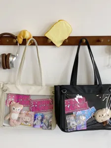 Japanese ins cute girl ita bag large capacity transparent crossbody shoulder bag