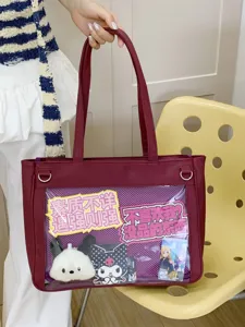 Cute Japanese style ita bag with transparent front window for pins, badges and anime merch.