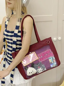 Japanese ins cute girl ita bag large capacity strap college crossbody transparent bag