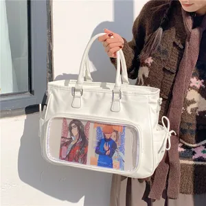 Bolso Ita de Gran Capacidad con Ventana Transparente Bolso Tote de Viaje Informal Mochila de Hombro para Mujer Almacenamiento de Conciertos