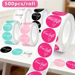 Round Free Gift Sealing Stickers Copperplate Paper Adhesive Decorative Labels For Wedding Party Gift Packaging