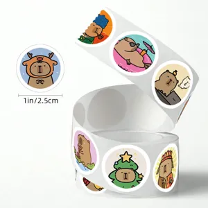 Capybara sticker roll features 10 cute cartoon designs for gift wrapping and sealing packaging.