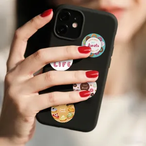 Cute cartoon donut stickers for phone case decoration, waterproof adhesive decal DIY craft.