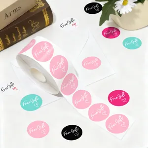 500pcs Roll Free Gift Stickers Round Colorful Sealing Labels Wedding Party Packaging Decors