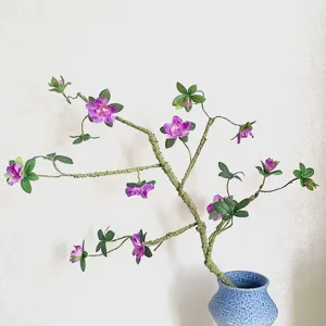 Artificial Rhododendron Flower Branch Silk Flower For Home Living Room Chinese Zen Decorative Floral Arrangement