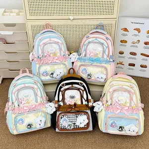 Sac à dos ita transparent mignon cartable grande capacité couleurs pastel étudiants